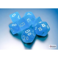 Chessex - Set 7 Dadi Poliedrici - Frosted Carribbean Blue/White